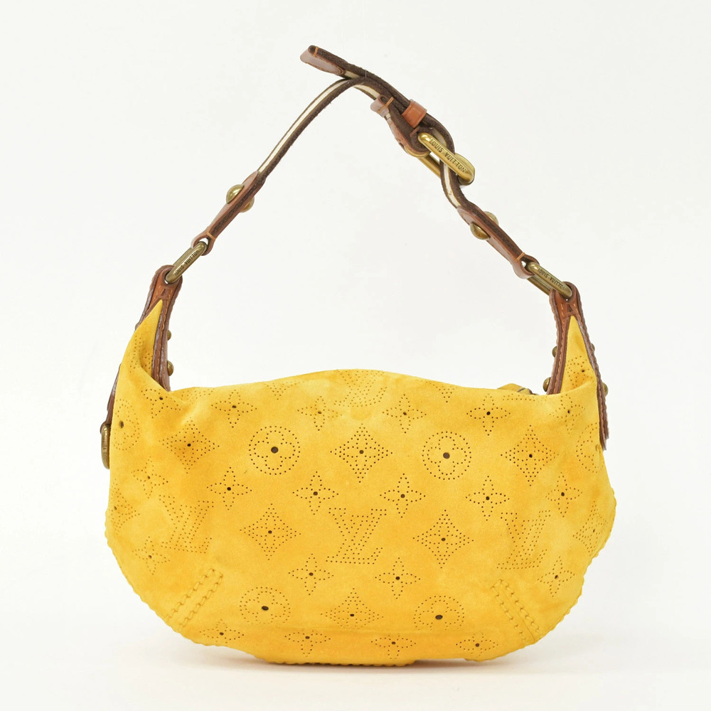 LOUIS VUITTON Onata Handbag Monogram Suede Yellow Mahina